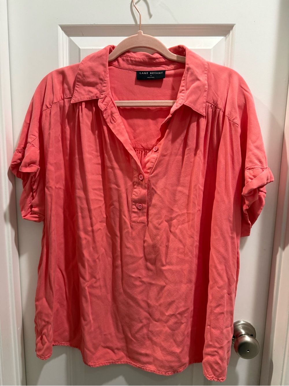 Lane Bryant Coral Button-Front Tunic Blouse